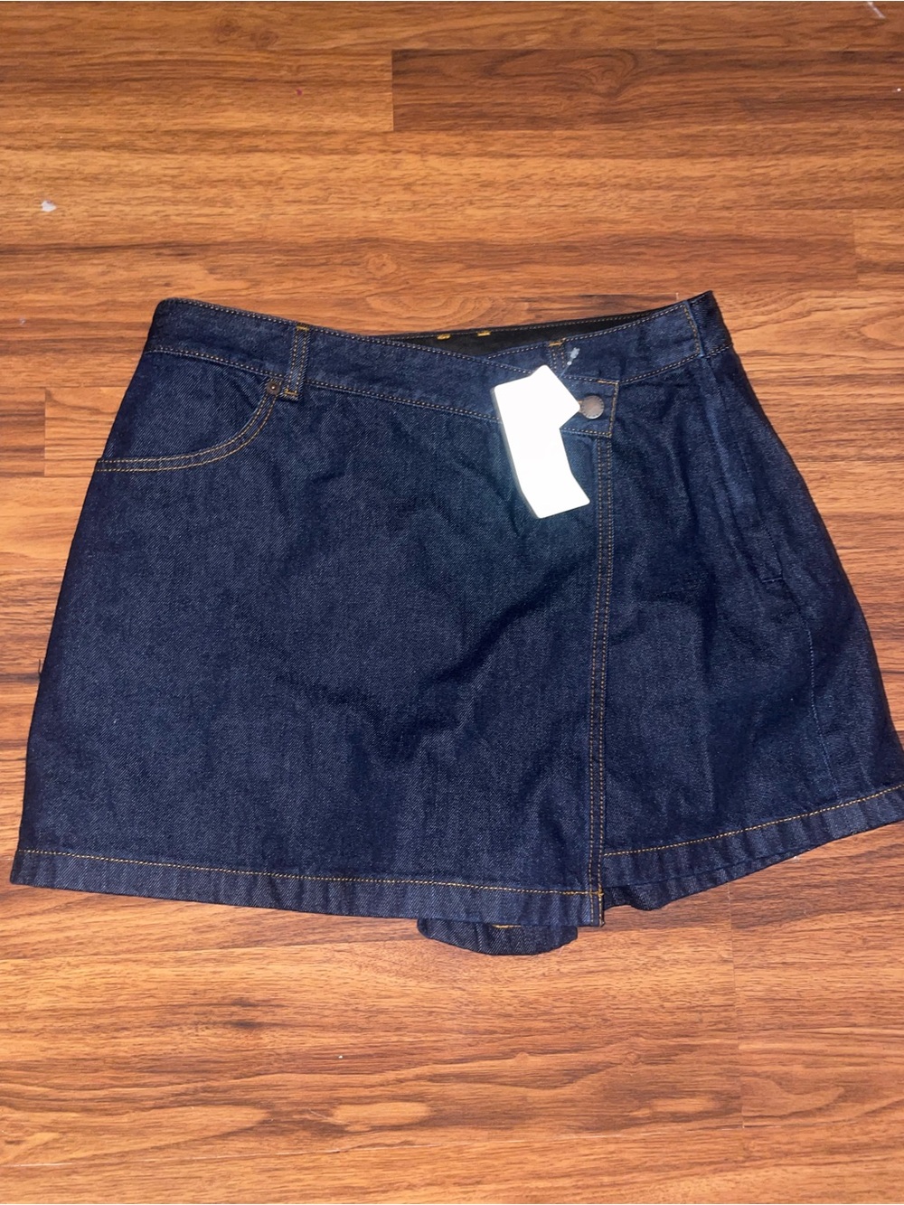 Dark Blue Denim Skort with Front Wrap